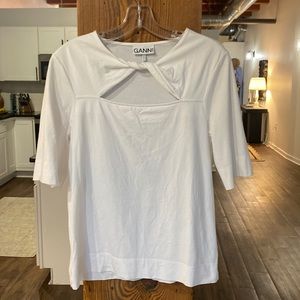 Ganni twist neck short sleeve tee
